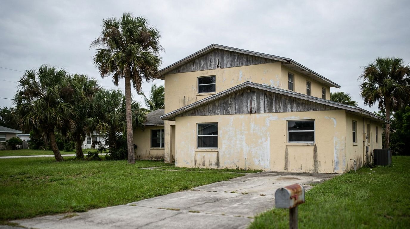 Before: faded, chalky, stained stucco home