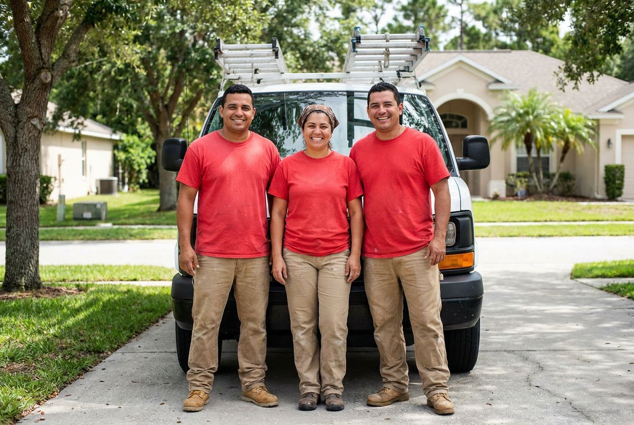 The OverTop Painting family crew in front of their work van